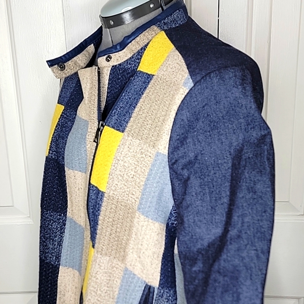 Bcbg Maxazria Jakob Plaid Patchwork Jacket Size L… - image 3